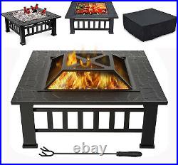 Fire Pit Firepit Outdoor Brazier Garden BBQ Square Table Stove Patio Heater A