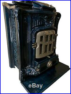 French Cast Iron & Porcelain Stove Beautiful Cobalt Blue, 19th Century