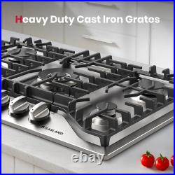 GASLAND 30 In. Gas Cooktop 5 Italy Sealed Burner Cast Iron? Stove Gas Hob NG/LPG