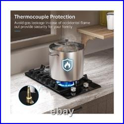 Gas Cooktop 2 Burner, 12 Inch Propane Cooktop, Black Tempered Glass