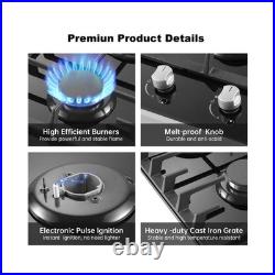 Gas Cooktop 2 Burner, 12 Inch Propane Cooktop, Black Tempered Glass