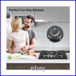 Gas Cooktop 2 Burner, 12 Inch Propane Cooktop, Black Tempered Glass