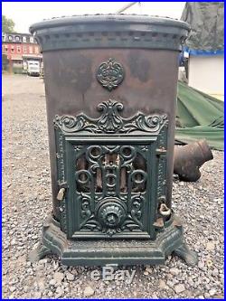 Godin 3726 Stove Cast Iron French 7KW Wood Coal Burner GREEN WITH EXHAUST