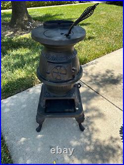 Great Western Stove Co. Vintage Potbelly Wood Stove Round Black Cast Iron