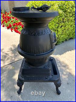 Great Western Stove Co. Vintage Potbelly Wood Stove Round Black Cast Iron