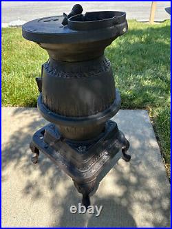 Great Western Stove Co. Vintage Potbelly Wood Stove Round Black Cast Iron