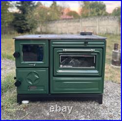 Green enameled wood burning stove with oven, wood cook stove Green enameled wood burning stove with oven, wood cook stove