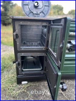 Green enameled wood burning stove with oven, wood cook stove Green enameled wood burning stove with oven, wood cook stove