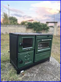 Green enameled wood burning stove with oven, wood cook stove Green enameled wood burning stove with oven, wood cook stove