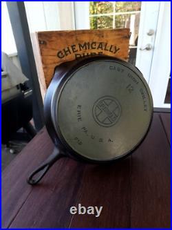 Griswold #12 Cast Iron Skillet With Large Block Logo And Heat Ring Restored