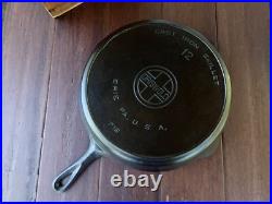 Griswold #12 Cast Iron Skillet With Large Block Logo And Heat Ring Restored