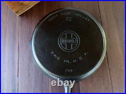 Griswold #12 Cast Iron Skillet With Large Block Logo And Heat Ring Restored