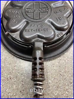 Griswold #18 Heart & Star Waffle Iron Cast Iron