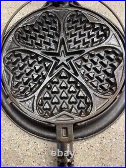 Griswold #18 Heart & Star Waffle Iron Cast Iron