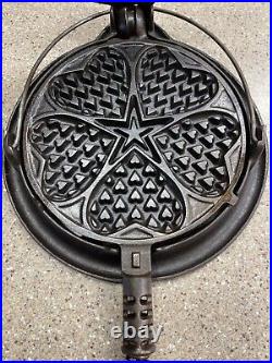 Griswold #18 Heart & Star Waffle Iron Cast Iron