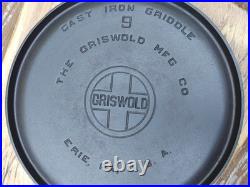 Griswold #9 Cast Iron Griddle LBL Large Block Logo Restored 9
