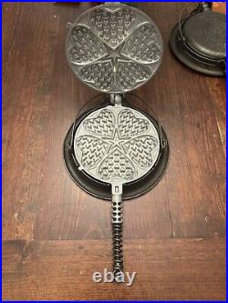 Griswold Cast Iron Hearts and Stars Waffle Iron with Aluminum Paddles