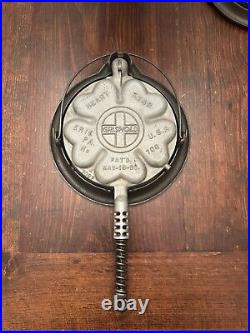 Griswold Cast Iron Hearts and Stars Waffle Iron with Aluminum Paddles