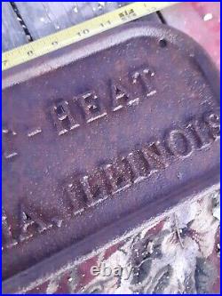HART HEAT PEORIA ILLINOIS Cast Iron Stove Cover Wall Art Old Sign
