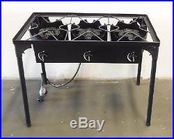 HD Triple Burner Cast Iron Outdoor Stove Canning Beer Brewing with Regulator