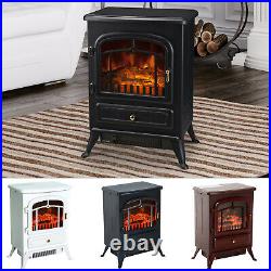 HOMCOM 750/1500W Portable Electric Fireplace Stove Heater Adjustable LED Flames