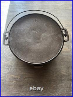 HTF Flat Top Favorite Piqua Ware Cast Iron Dutch Oven #8 With Lid Restored
