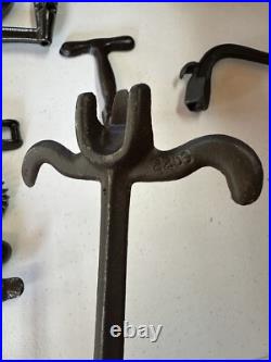 HUGE CAST IRON PRIVATE COLLECTION WOOD STOVE LID COVER LIFTERS Unusual