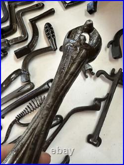 HUGE CAST IRON PRIVATE COLLECTION WOOD STOVE LID COVER LIFTERS Unusual
