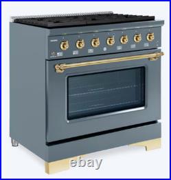 Hallman 36-inch recessed 6 burners Convection Oven Freestanding Dual Fuel Range