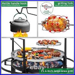 Heavy Duty Cast Iron Charcoal Grill Tabletop BBQ Grill Stove for Camping Picnic