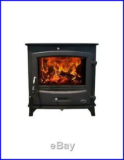 Heritage Glenveagh Mor 30Kw Room Heater Wood Log Burner Boiler Stove Matt Black