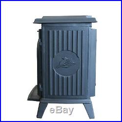 HiFlame 1200 Sq. Ft EPA Approved Pony Cast Iron Wood Stove, Paint Black