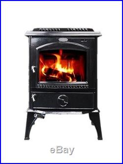 HiFlame 18.5KW Medium Cast Iron Wood Stove and Fireplace HF717U Enamel Black