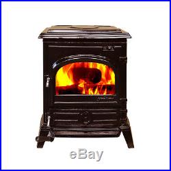 HiFlame EPA-approved Small Cast Iron Wood Burning Stove HF517U Enamel Brown
