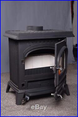HiFlame Pony Top or Rear 1600 Sq. Ft Cast Iron Wood Heating Stove, Paint Black