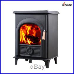 HiFlame Shetland EPA Approved Small Cast Iron Door Wood Burning Stove, Paint BLK