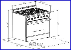 High end New S/S 36'' gas stove 6 burners Kitchen Gas Range CSA +Free Range Hood