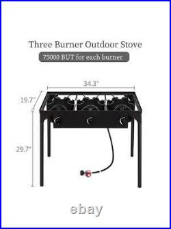 Household Double Burner Camp Stove, High Pressure 3 Burner Gas Burner Stove