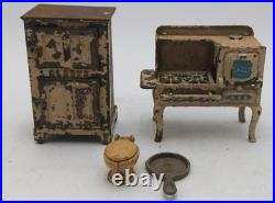 Hubley Vintage Cast Iron Stove, Fridge, Skillet, and Toilet