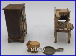 Hubley Vintage Cast Iron Stove, Fridge, Skillet, and Toilet