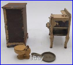 Hubley Vintage Cast Iron Stove, Fridge, Skillet, and Toilet