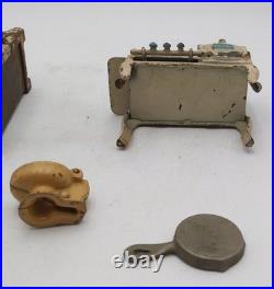 Hubley Vintage Cast Iron Stove, Fridge, Skillet, and Toilet