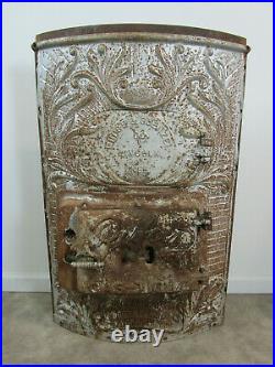 Huge ornate cast iron octopus stove boiler heater door front antique vintage