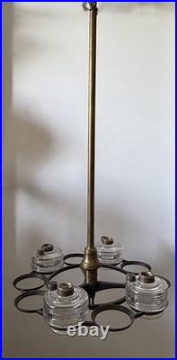 IP Frink Oil Kerosene Cast Iron 10 Font Holder Reflector Chandelier For Parts