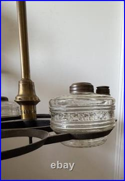 IP Frink Oil Kerosene Cast Iron 10 Font Holder Reflector Chandelier For Parts