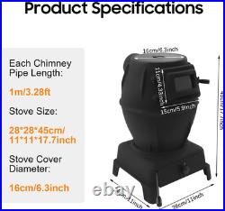Indoor Wood-Burning Heating Stove, 11 L × 11 W × 17.7 H Thickened Cast Iron H