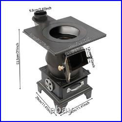 Indoor Wood-Burning Heating Stove, Camping Stove, Cast Iron Heating Stove with Pipe