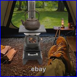 Indoor Wood-Burning Heating Stove, Camping Stove, Cast Iron Heating Stove with Pipe