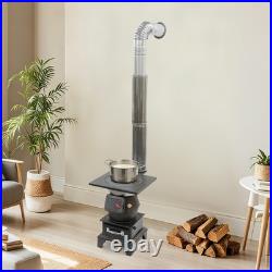 Indoor Wood-Burning Heating Stove, Camping Stove, Cast Iron Heating Stove with Pipe