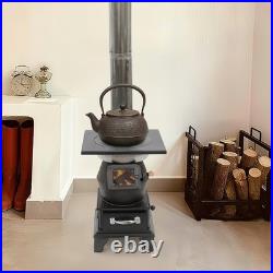 Indoor Wood-Burning Heating Stove, Camping Stove, Cast Iron Heating Stove with Pipe